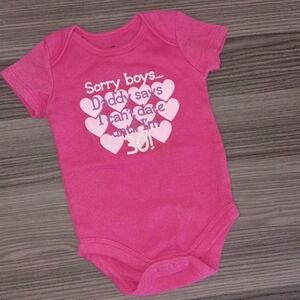 Pink Baby Girl's Onesie 0-3m "Sorry boys.. Daddy says I can't date until I'm 30"